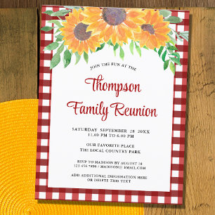 Invitation Carte Postale Famille Réunion Rustique Floral