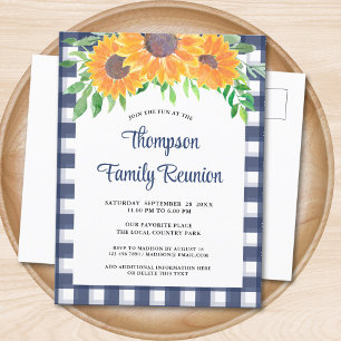 Invitation Carte Postale Famille Réunion Rustique Floral