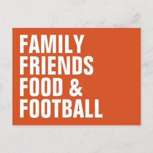 Invitation Carte Postale Familles amis nourriture football orange Thanksgiv