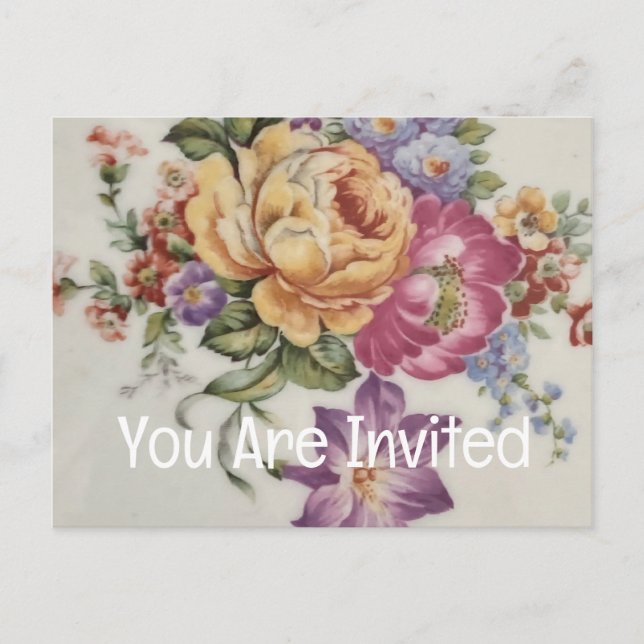 Invitation Carte Postale Fancy Florale (Devant)