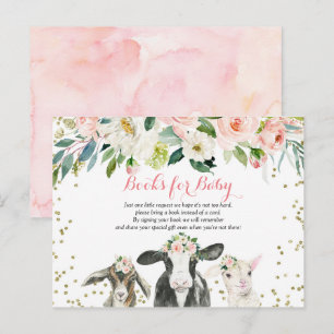 Invitation Carte Postale Farm Animal Floral Girl Books for Baby Card