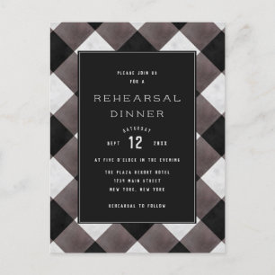 Invitation Carte Postale Farmhouse Buffalo Plaid Mariage Dîner de répétitio