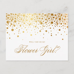 Invitation Carte Postale Faux Confetti en Or Sois ma Demoiselle d'Honneur