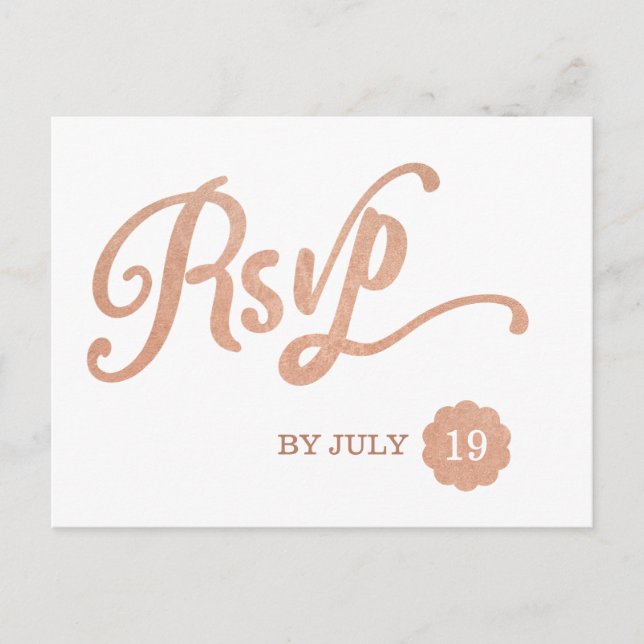 Invitation Carte Postale Faux Copper RSVP (Devant)