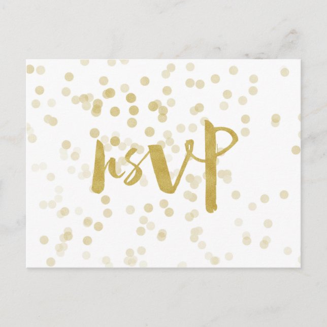 Invitation Carte Postale Faux Gold Foil Confetti RSVP (Devant)