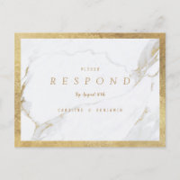 Faux or foin marbre luxe mariage moderne RSVP