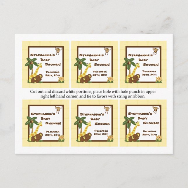 Invitation Carte Postale Favoriser les étiquettes Jungle Babies (Devant)