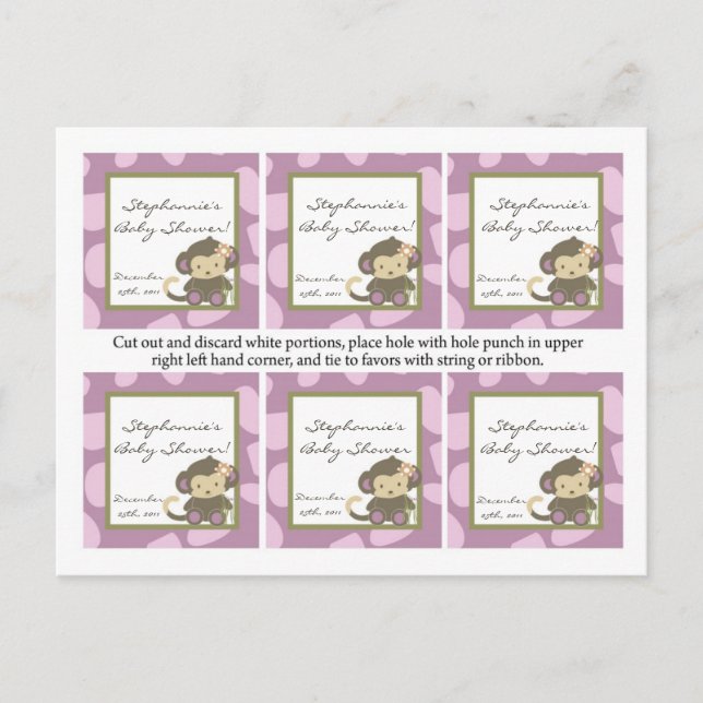 Invitation Carte Postale Favoriser Tags Jacana Girl Jungle Zoo Animal (Devant)