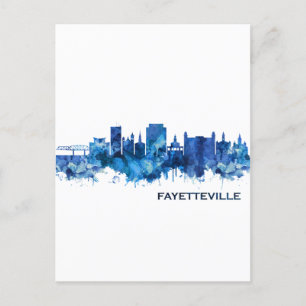 Invitation Carte Postale Fayetteville North Carolina Skyline Blue