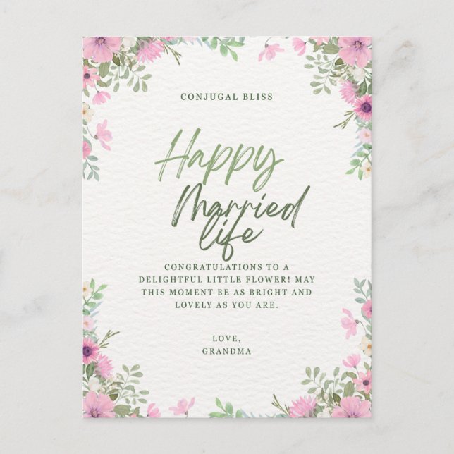 Invitation Carte Postale Félicitations de mariage  (Devant)