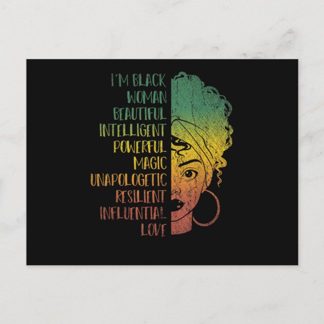 Invitation Carte Postale Femme Africaine Gift Melanin Pride Histo Noir (Devant)