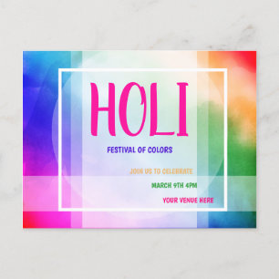 Invitation Carte Postale Festival des couleurs de Holi
