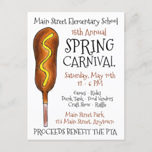 Invitation Carte Postale Festival du Carnaval de printemps Corn Dog Corndog