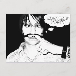 Invitation Carte Postale fête à thème de la moustache : staches comiques