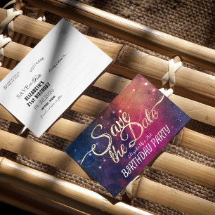 Invitation Carte Postale Fête Anniversaire Enregistrer La Date Galaxy Étoil
