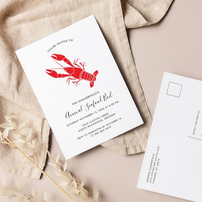 Invitation Carte Postale Fête annuelle de la famille des boulettes de fruit (Annual Lobster Boil Family Reunion Invitation)