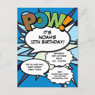 Invitation Carte Postale Fête d'anniversaire bleue et moderne pour tout âge