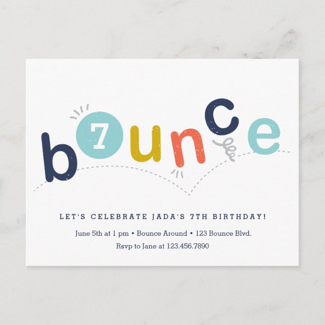 Invitation Carte Postale Fête d'anniversaire Budget Bounce (Devant)