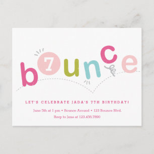 Invitation Carte Postale Fête d'anniversaire Budget Bounce Girls