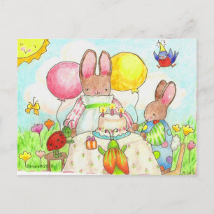 Invitation Carte Postale fête d'anniversaire de bogue et lapin