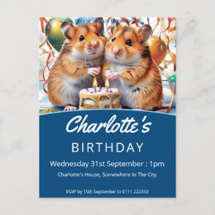 Invitation Carte Postale Fête d'anniversaire de Hamsters