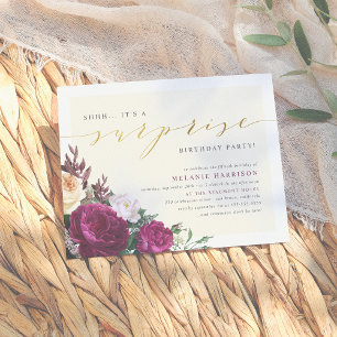 Invitation Carte Postale Fête d'anniversaire de la Bourgogne moderne & Gold