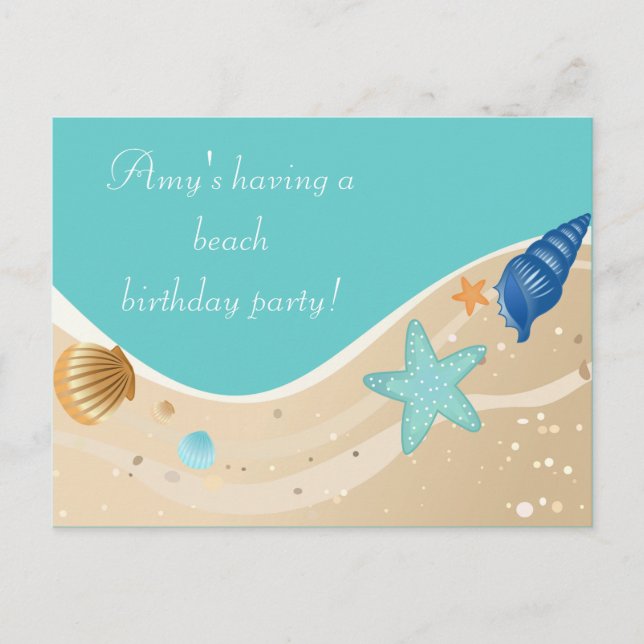 Invitation Carte Postale Fête d'anniversaire de plage (Devant)