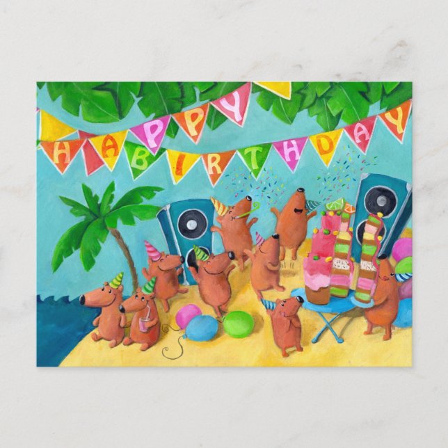 Invitation Carte Postale Fête d'anniversaire de plage (Devant)