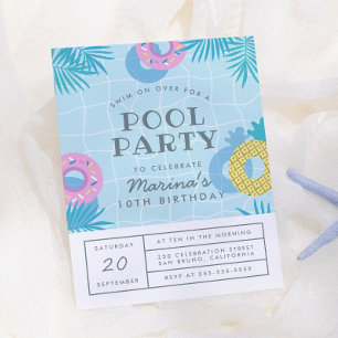 Invitation Carte Postale Fête d'anniversaire moderne aux feuilles de palmie