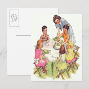 Invitation Carte Postale Fête d'anniversaire vintage en plein air