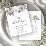 Invitation Carte Postale Fête de 21e anniversaire Purple Spring Lilac Fleur<br><div class="desc">Des lilas mauve à l'aquarelle douce créent une jolie invitation au printemps 21 ans. La calligraphie ajoute une esthétique élégante. Il fait partie de la collection Purple Spring Lilac Flower. Il vous permet de choisir un thème puis de créer facilement une suite d'invitation unique, des panneaux d'accueil et des décorations...</div>