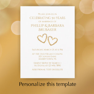 Invitation Carte Postale Fête de 50e anniversaire de mariage dorée personna