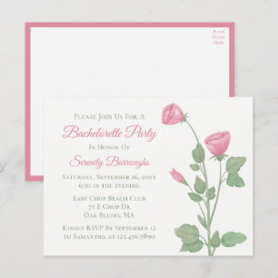 Invitation Carte Postale Fête de Bachelorette Fleurs de Watercolor Rose