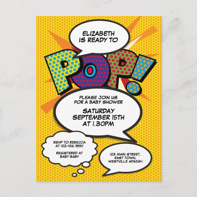 Invitation Carte Postale Fête de Bébé Sprinkle Photo Moderne Fun Comic (Devant)