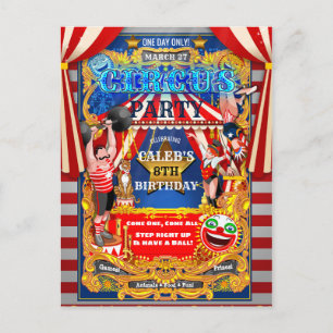 Invitation Carte Postale FÊTE DE CIRQUE Grand Chapiteau Anniversaire Modern