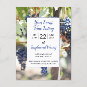 Invitation Carte Postale Fête de dégustation de vin de vignoble pour tout é