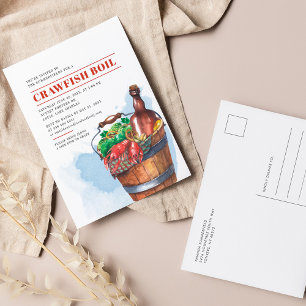 Invitation Carte Postale Fête de famille de fruits de mer d'été pour une gr