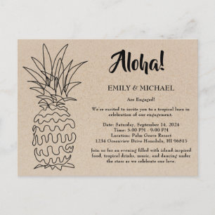 Invitation Carte Postale Fête de Fiançailles Tropicale Luau