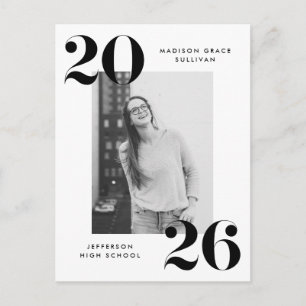 Invitation Carte Postale Fête de fin d'études photo 2023 avec lettrage noir