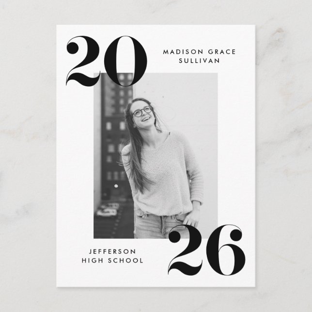 Invitation Carte Postale Fête de fin d'études photo 2023 avec lettrage noir (Devant)