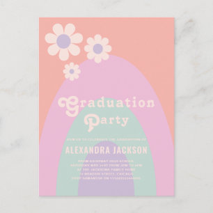 Invitation Carte Postale Fête de fin d'études Rétro Vintage Pastel