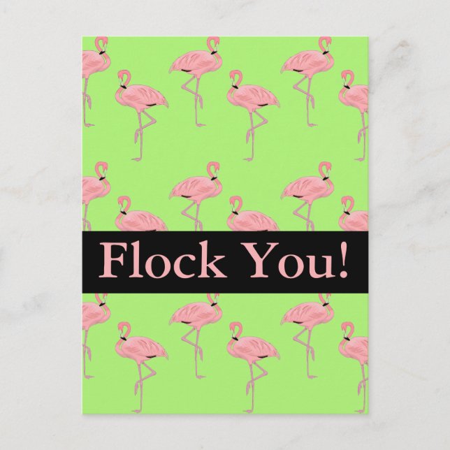 Invitation Carte Postale Fête de Flock You Pink Flamingo (Devant)