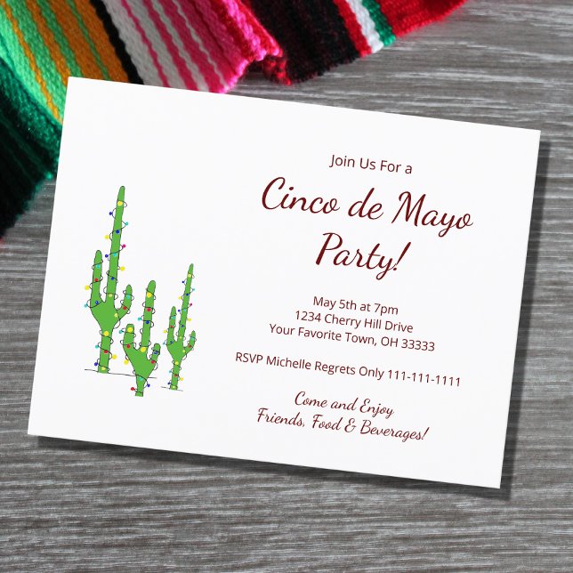 Invitation Carte Postale Fête de la Cactus Désert Cinco de Mayo    (Créateur téléchargé)