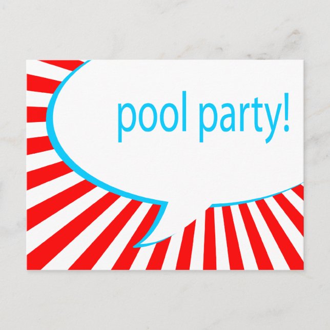 Invitation Carte Postale fête de la piscine ! bulle de discours comique (Devant)