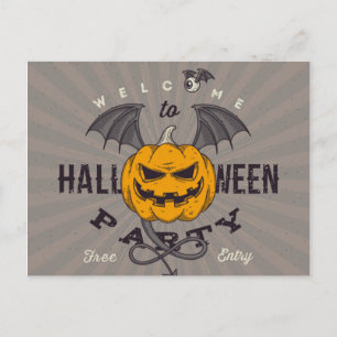 Invitation Carte Postale Fête de l'Halloween Citrouille