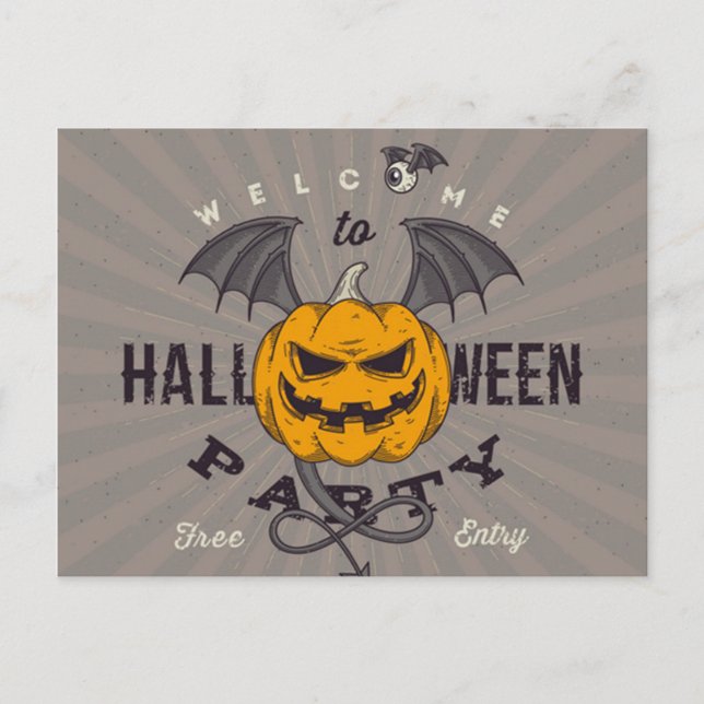 Invitation Carte Postale Fête de l'Halloween Citrouille (Devant)