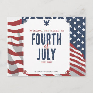 Invitation Carte Postale Fête de l'Indépendance étoilée du 4 juillet