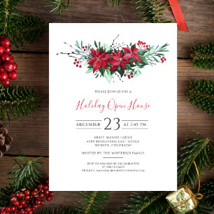 Invitation Carte Postale Fête de maison ouverte pour les vacances de Noël