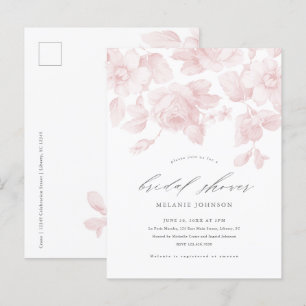 Invitation Carte Postale Fête de mariage élégante avec écriture florale ros
