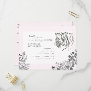 Invitation Carte Postale Fête de mariage rustique avec chevaux qui se câlin